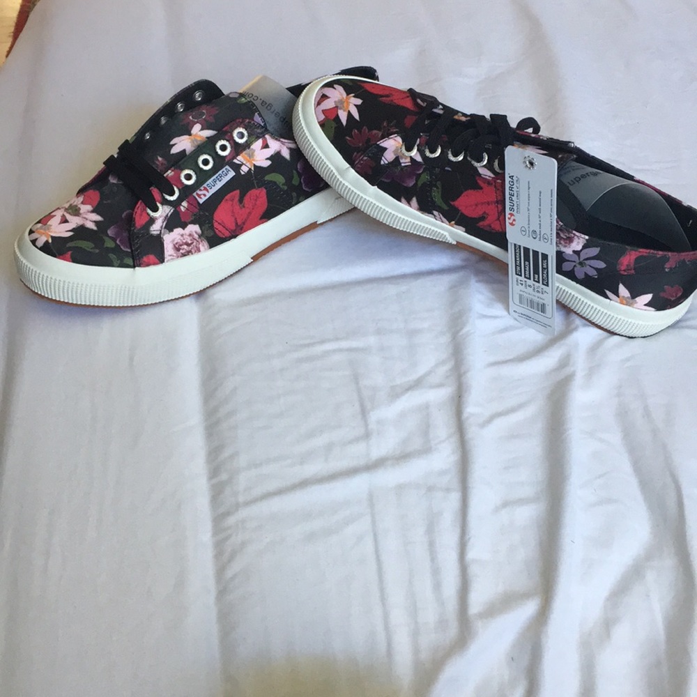Superga  black floral sneakers
